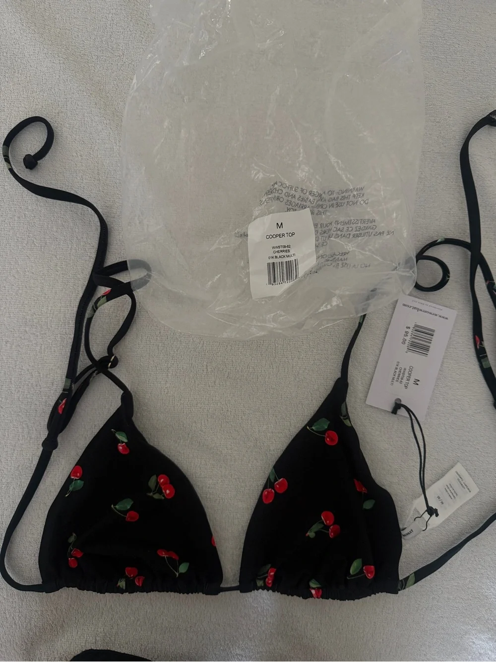 NWT- Weworewhat Cherry Cooper BikiniTop- M